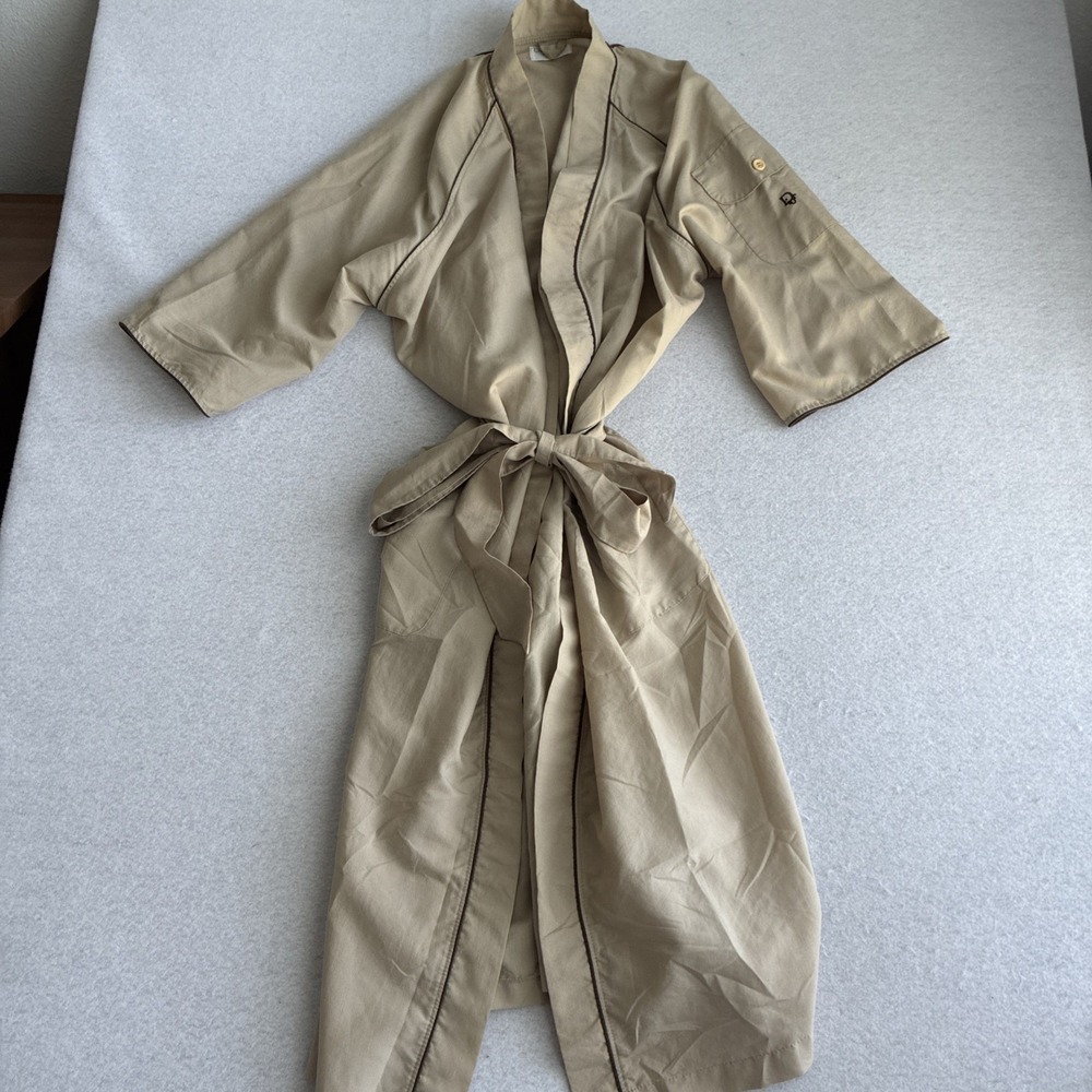 Vintage Christian Dior Monsieur Belted Bath Robe Designer Logo Embroidered 80s